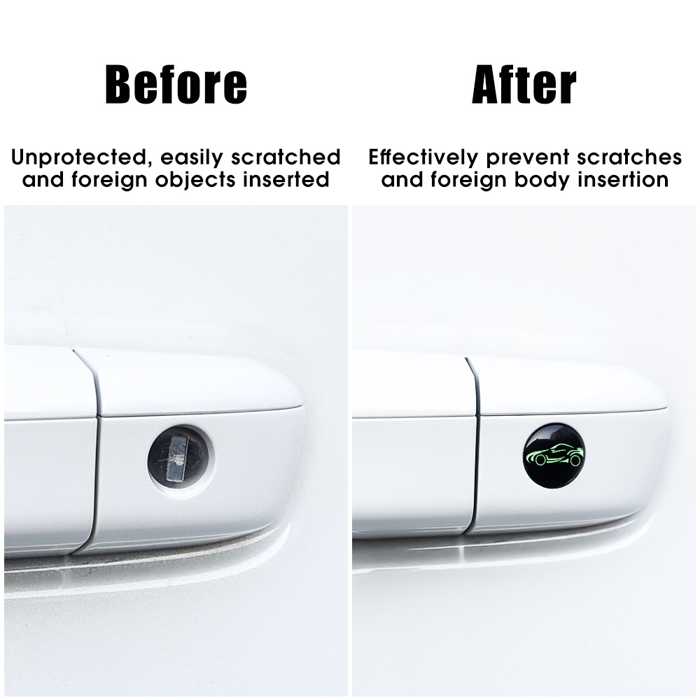 Bộ 4 Miếng Dán Logo Xe Hơi Dạ Quang Tự Dính Chống Bụi Tiện Dụng