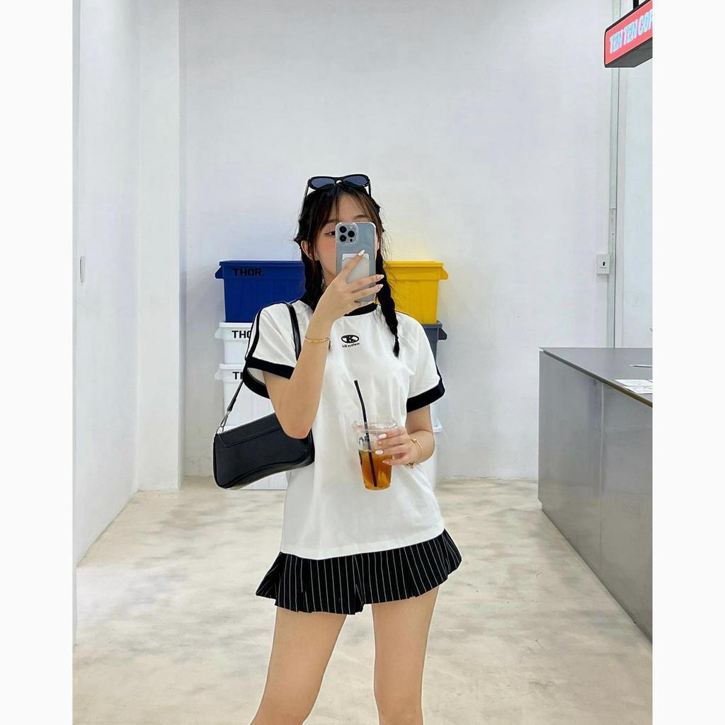 Áo baby tee Killsystem form fit Jessi màu trắng logo K viền tay chất vải cotton 100% Seller.LocalBrand