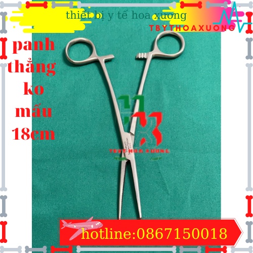 Panh Y Tế, Panh Gắp Phẫu Thuật, Pen Kẹp Y Tế, Panh Thẳng Không Mấu 18cm - Hàng Pakistan