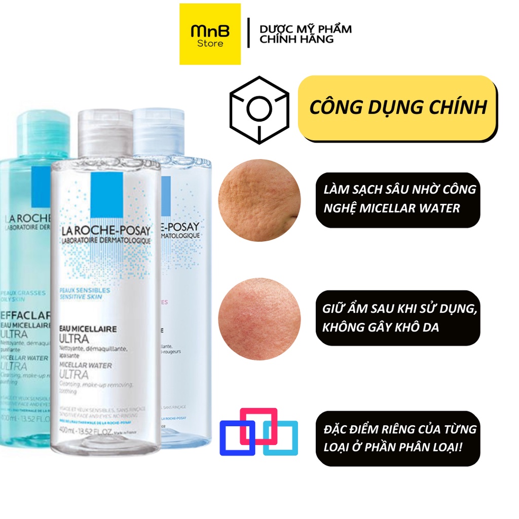 Nước Tẩy Trang La Roche Posay Dành Cho Da Dầu, Nhạy Cảm, Mẫn Cảm Micellar Water Ultra 400ml