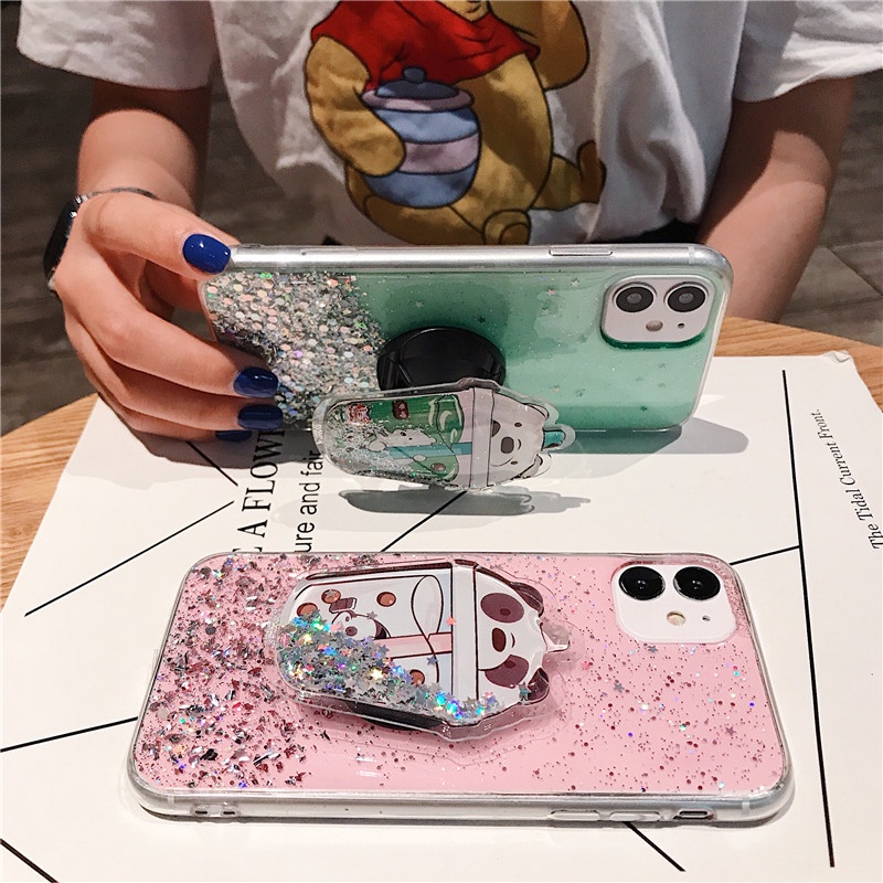 Ốp Điện Thoại Mềm Trong Suốt Kim Tuyến Nước Có Giá Đỡ Hình Khủng Long 2022 Cho Samsung Galaxy A53 A73 A13 A23 A33 M33 M23 4G 5G
