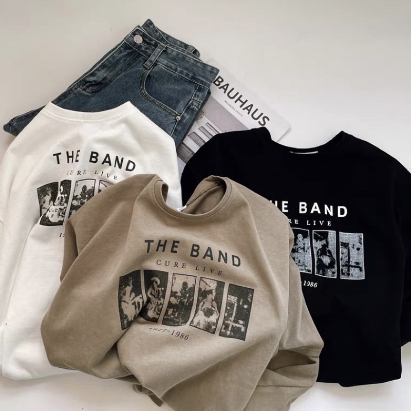 Áo Phông 3158 Nam Nữ, Áo Thun Tay Lỡ Oversize From Rộng Chất Coton in hình THE BAND