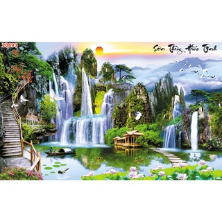 Tranh Dán Tường 3D,Sơn Thủy Hữu Tình, 391(Đã tích hợp sẵn keo)