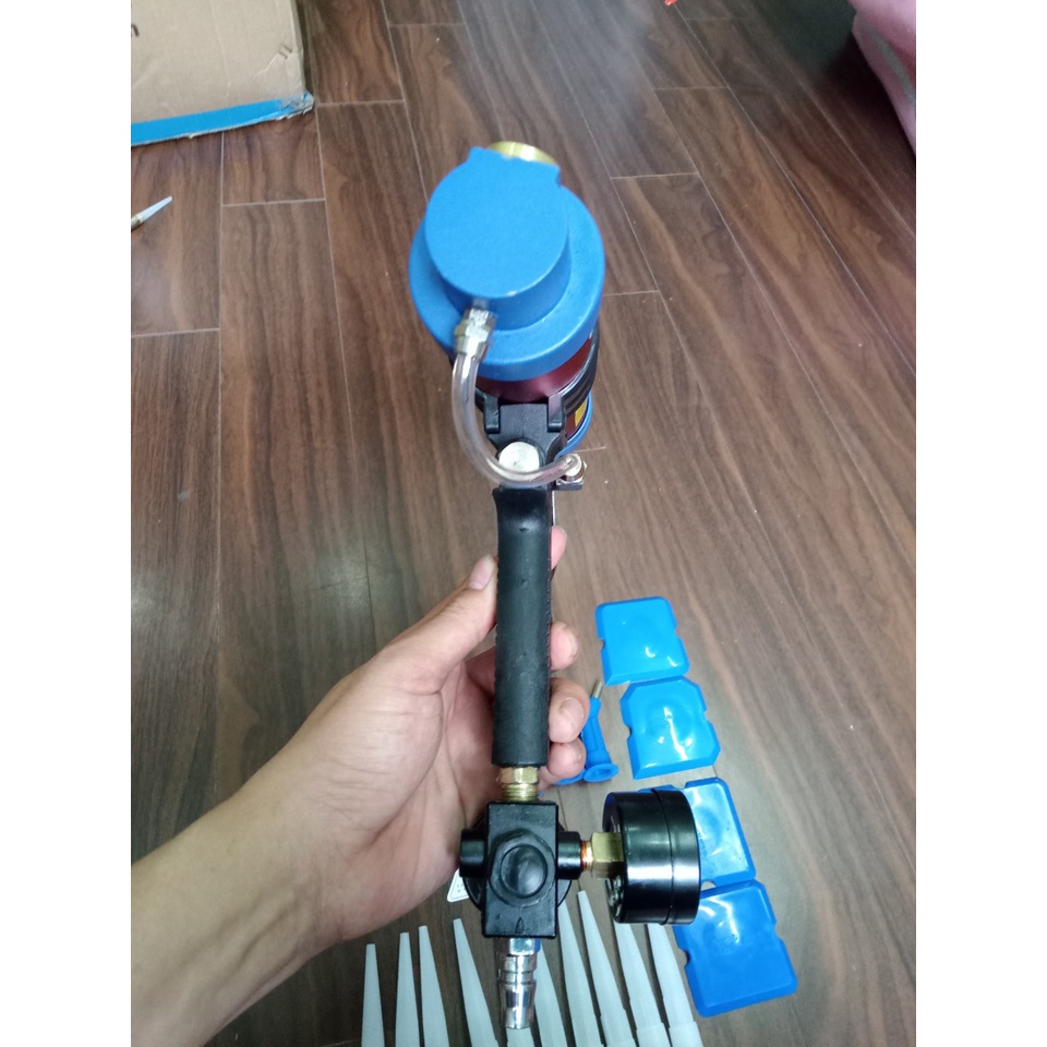 Súng bắn keo silicone bằng hơi, khí bắn keo dạng tuýp và apollo 300ml tặng compo bộ vòi đi keo, bộ vuốt, tai nối