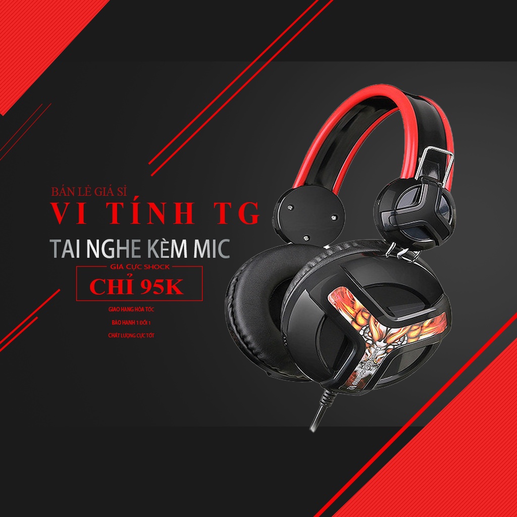 Tai nghe GIÁ RẺ CÓ MIC CÓ DÂY CHO MÁY TÍNH LAPTOP GAMEMING Vi tính TG TNGRV2