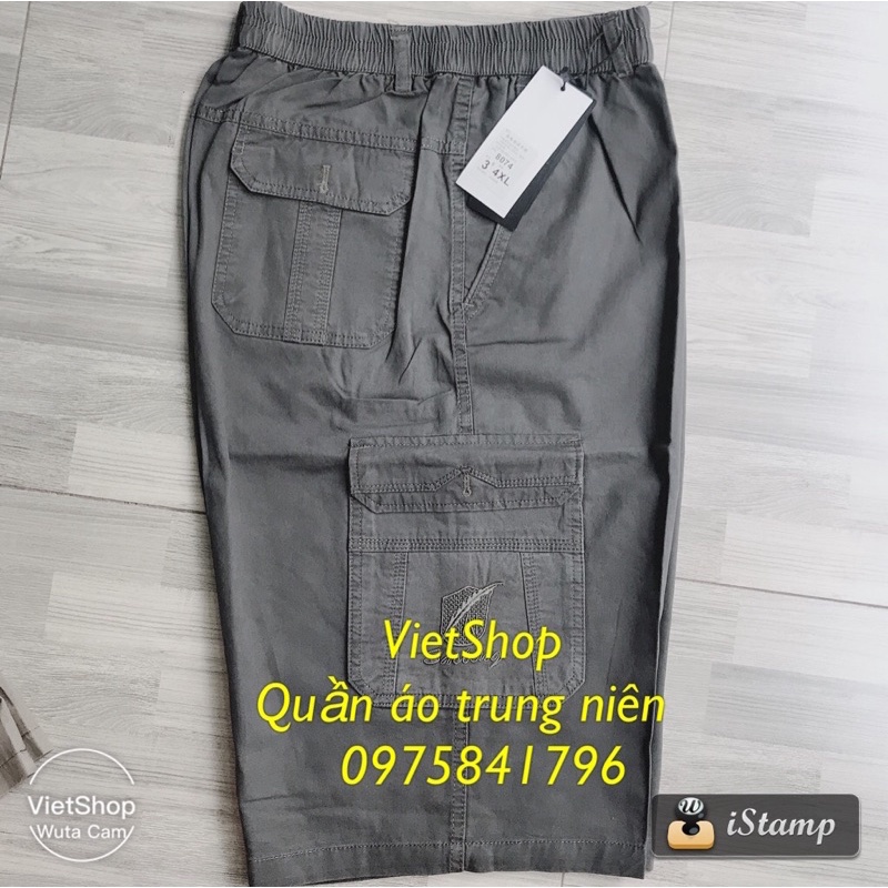 Quần ngố kaki túi hộp nam trung niên chất mềm mát có size 95kg