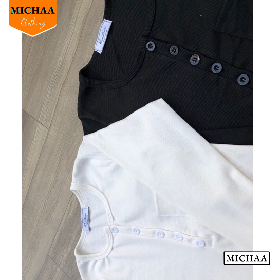Áo Thun Tay Dài VẠT BẦU CÀI NÚT Nữ Có Túi, Áo Thun Basic Chất Thun Gân Dáng Dài Thời Trang - MICHAA ADD07