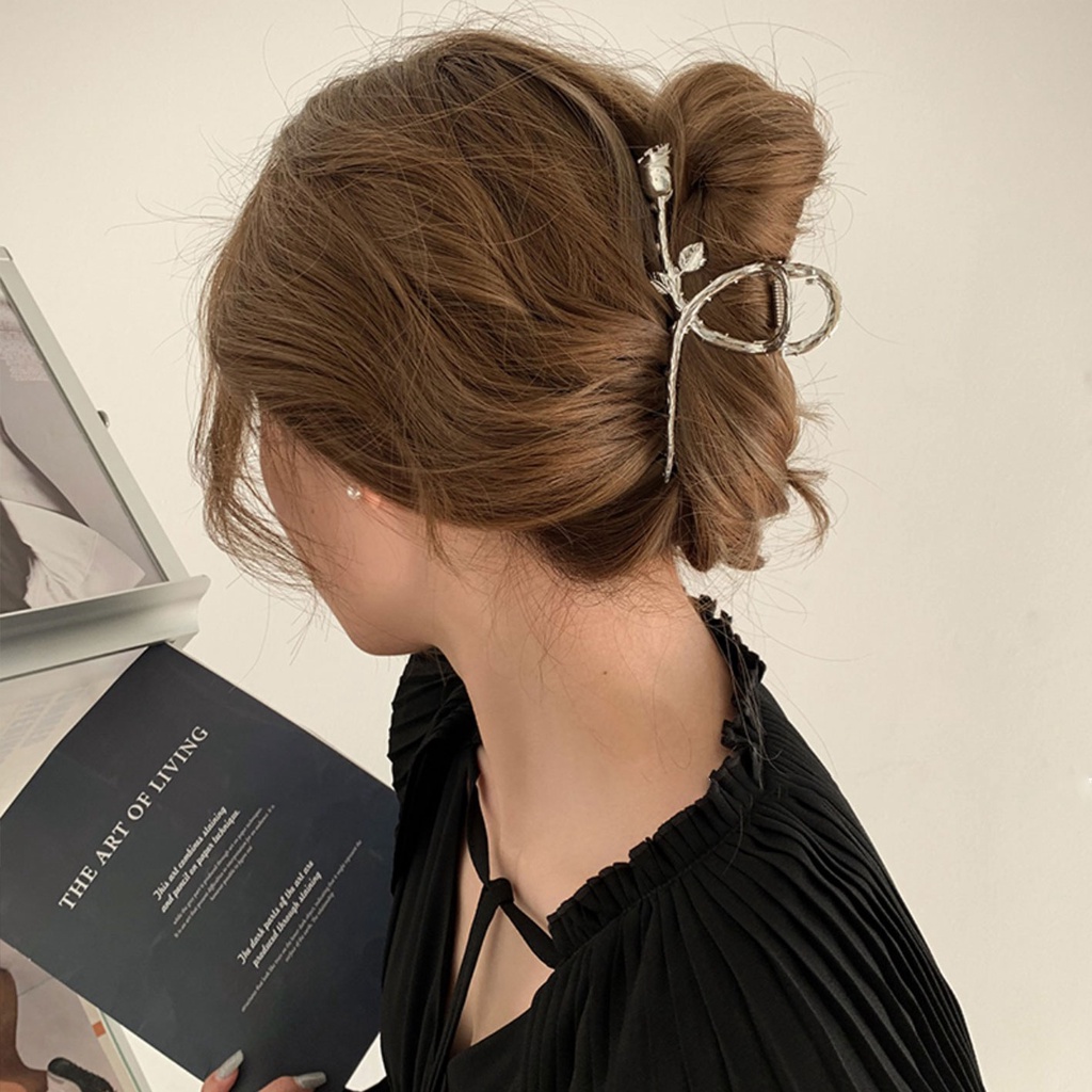 Kẹp Tóc Đuôi Ngựa Bằng Kim Loại Thiết Kế Thanh Lịch Phong Cách Retro