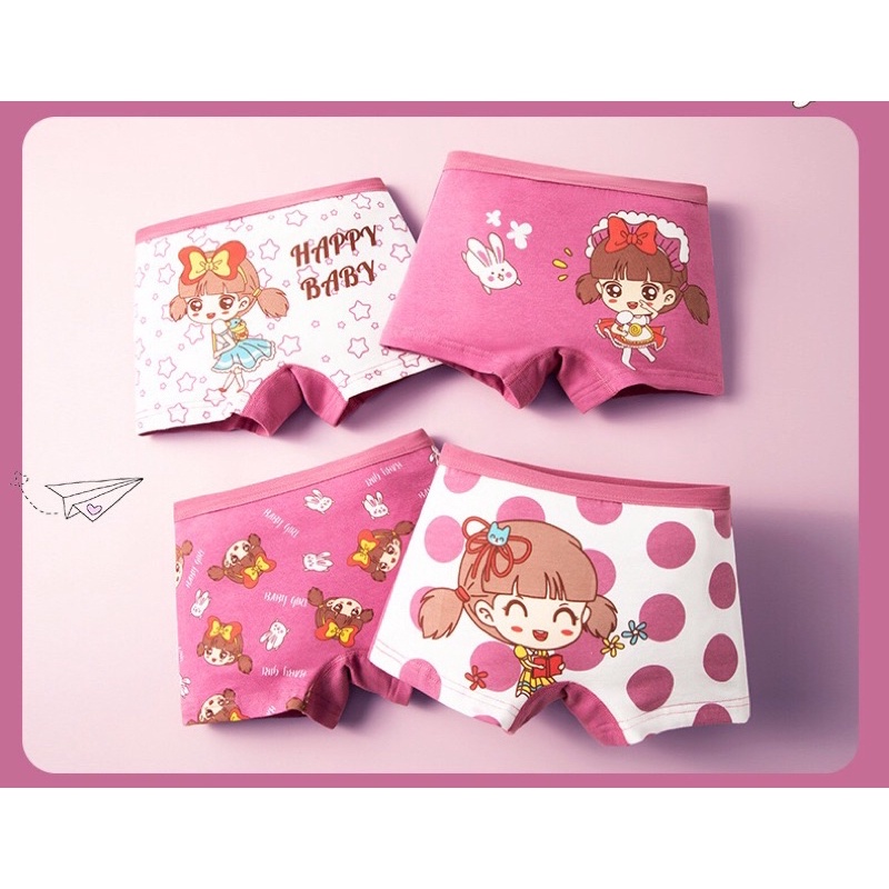 Quần lót bé gái kháng khuẩn siêu cute, chíp đùi bé gái họa tiết chấm bi to quần cotton size 6-43kg