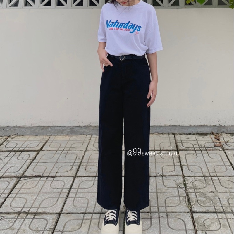 [HÀNG CÓ SẴN] Quần Jeans Trơn Dáng Suông Đơn Giản