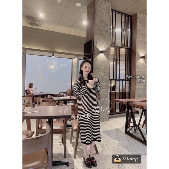 Đầm thun kẻ sọc dáng suông tay dài hàng QC!