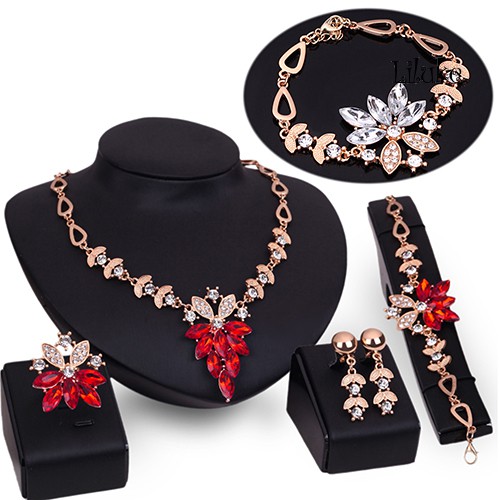 Bộ Trang Sức Đính Pha Lê Trong Suốt Thời Trang Sang Trọng Cho Nữ