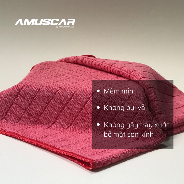 COMBO 2 size Khăn lau xe đa năng Microfiber màu xanh biển AmusCar