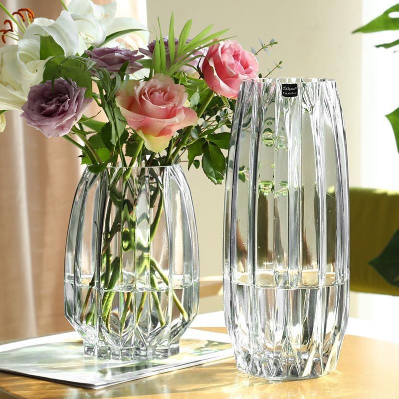 ❒Phong cách châu Âu bình thủy tinh lớn trong suốt phòng khách cắm hoa thủy canh phong phú lily tre hoa khô hoa tươi tran