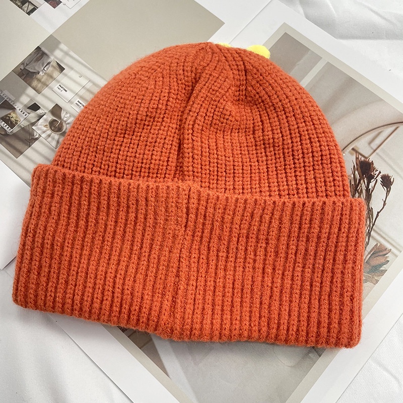Mũ Beanie Đan Len Màu Trơn In Họa Tiết Thú Hoạt Hình Dễ Thương Thời Trang Mùa Đông Cho Bé Trai Và Gái