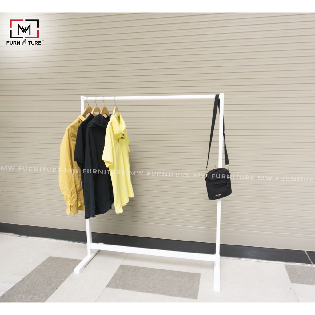 Giá treo quần áo thanh đơn Hàn Quốc màu Trắng/Đen size ngang 1 mét thương hiệu MW FURNITURE - Nội thất căn hộ