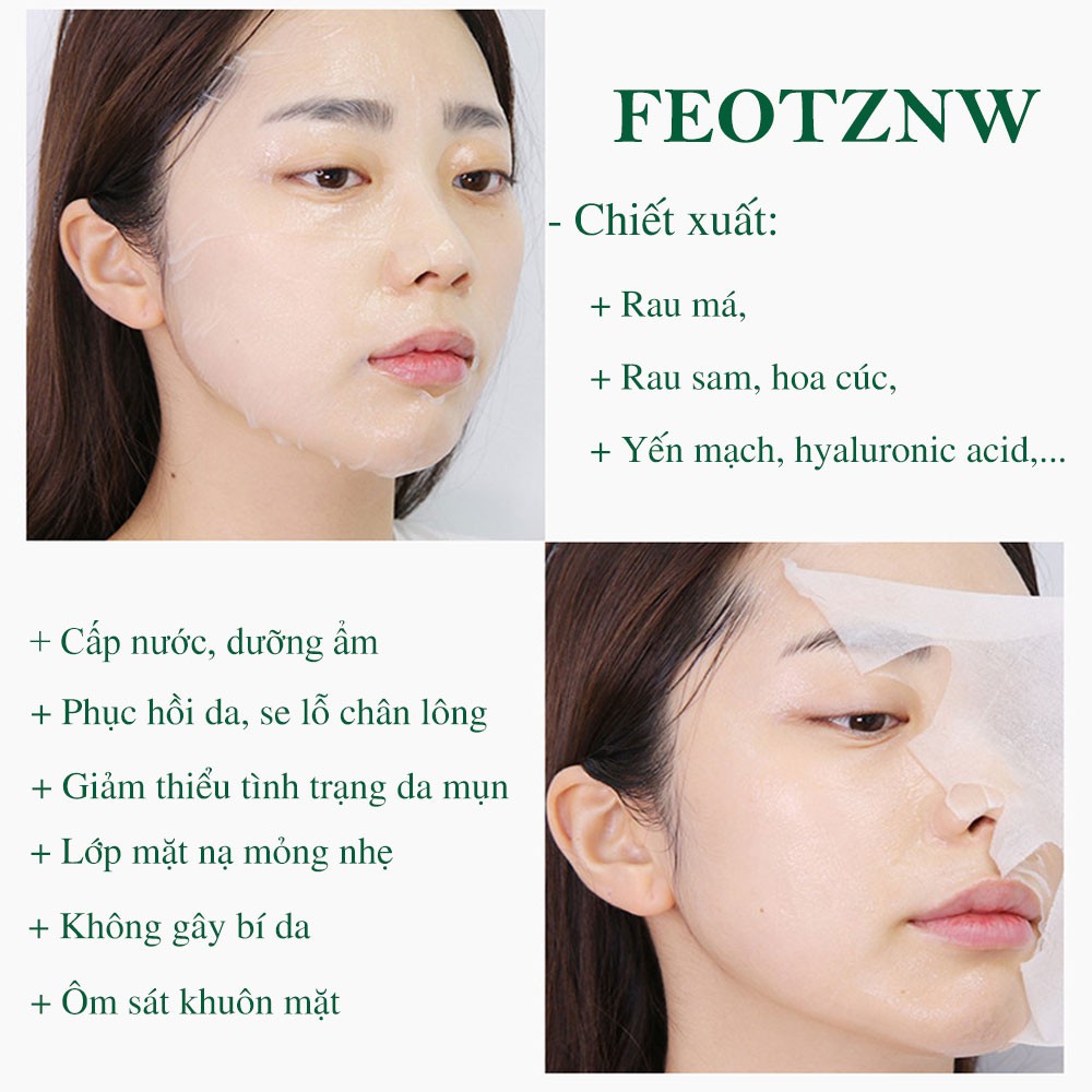 Mặt nạ dưỡng ẩm trắng da rau má, Mask Feotznw se khít lỗ chân lông chống lão hóa 30ml