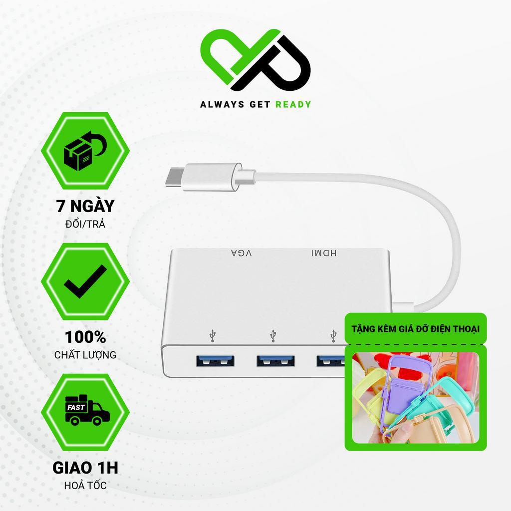 Hub Type-c 5 cổng HDMI, VGA, USB 3.0 * 3 - hỗ trợ Samsung Dex