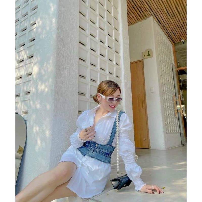 ẢNH THẬT TRẢI SÀN - ĐẦM SƠ MI MIX YẾM JEAN