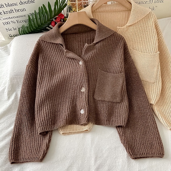 Áo khoác cardigan dệt kim tay dài phong cách Hàn Quốc mới