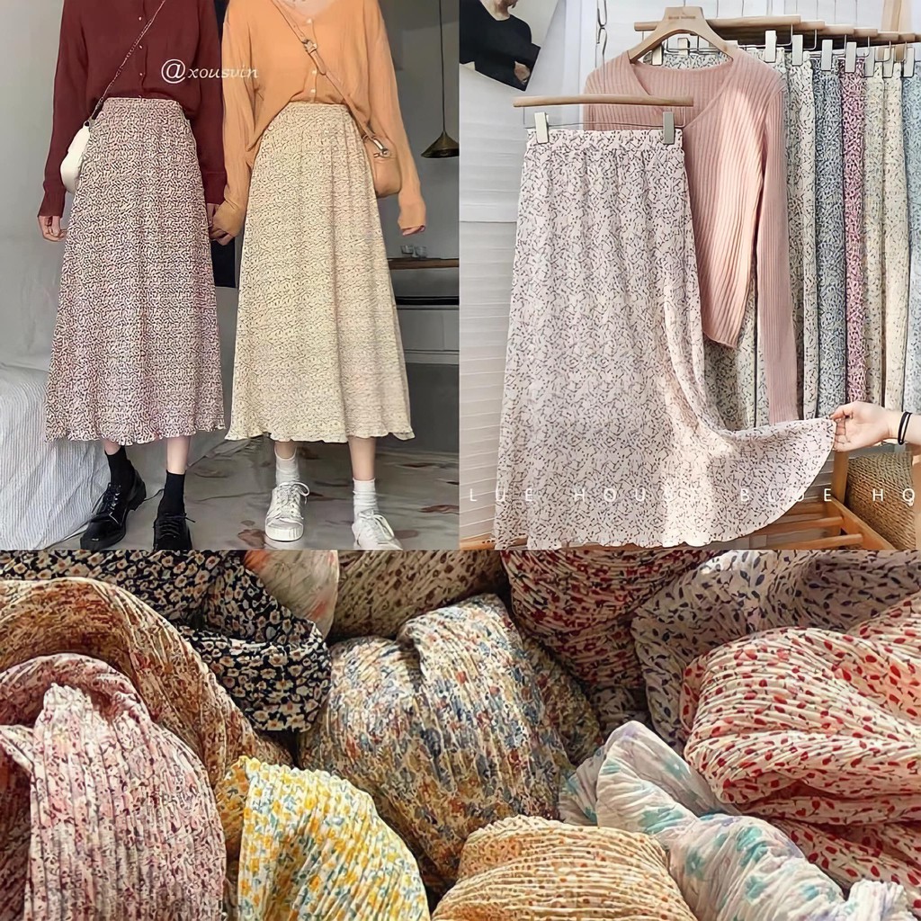 CHÂN VÁY HOA NHÍ VINTAGE VẢI NHĂN,HỌA TIẾT ĐỘC LẠ 50 | BigBuy360 - bigbuy360.vn