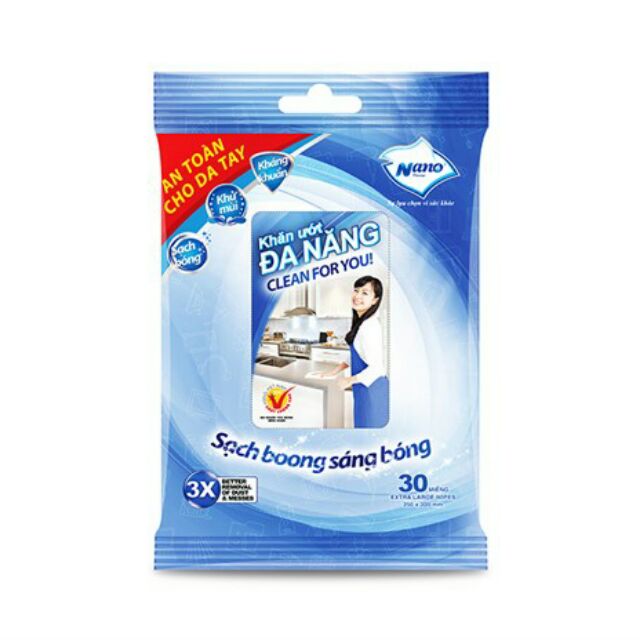 KHĂN ƯỚT ĐA NĂNG NANO 30 MIẾNG