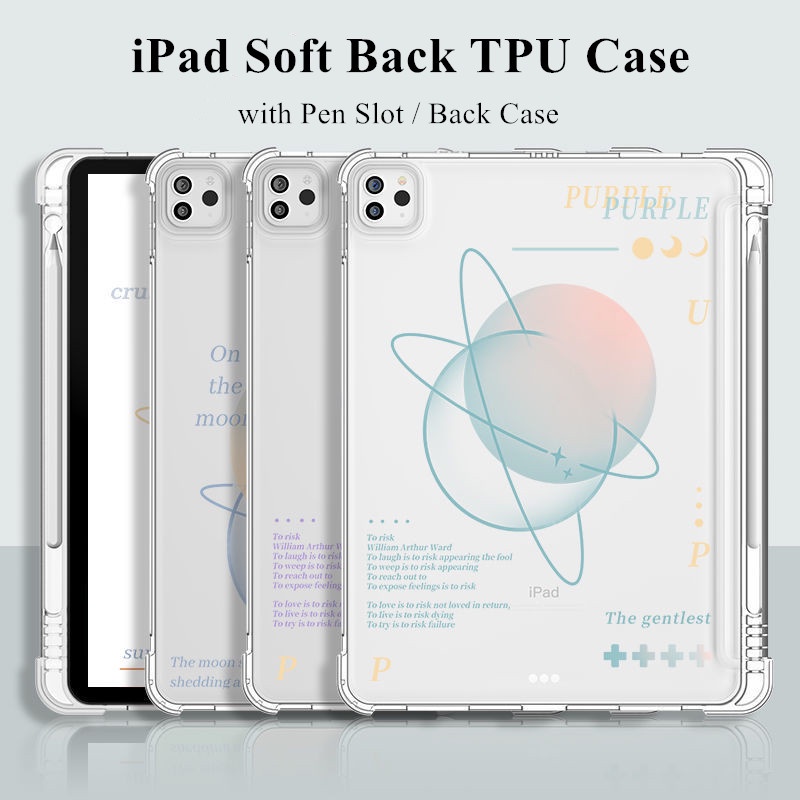 ốp máy tính bảng TPU mềm có ngăn đựng bút chì thích hợp cho iPad 7/8/9th 10.2" Air4/Air5 Pro11" Pro12.9" 2020/21 mini6