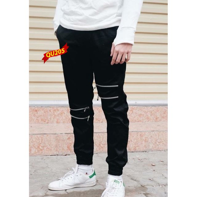 Quần Jogger Kaki Khóa Kéo Cực Cá Tính Cho Nam Nữ