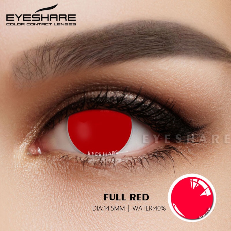 2 Kính Áp Tròng Màu Đỏ Hình Naruto Dùng Hóa Trang