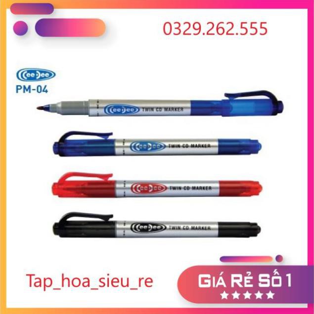 (Rẻ Vô địch) Hộp 10  bút dạ 2 đầu bút CD PM-04