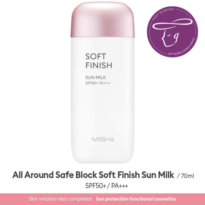 KEM CHỐNG NẮNG MISSHA SOFT FINISH SUN MILK 70ml (chai màu hồng)