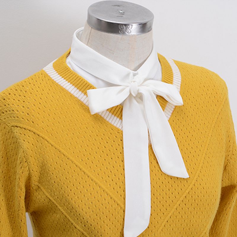 Cổ Áo Sơ Mi Giả Cà Vạt Có Thể Tháo Rời Phong Cách Vintage Cho Nữ
