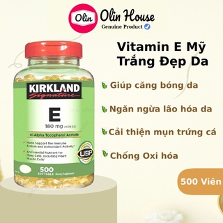 Vitamin e Kirkland 500 viên Chính Hãng  - Viên uống trắng da hỗ trợ làm đẹp da chống lão hóa Olin House