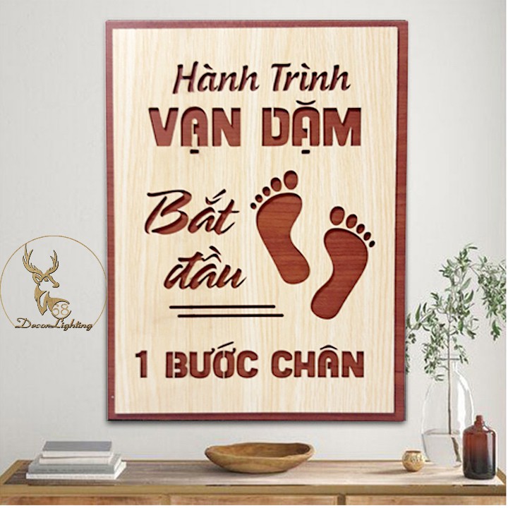Tranh Gỗ dán tường, treo tường văn phòng câu slogan tạo động lực LP0411