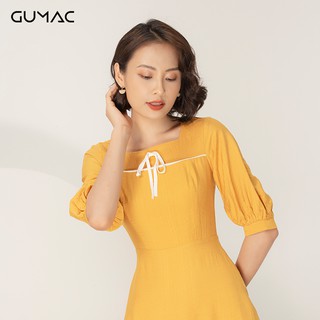 Đầm cổ U tay phồng GUMAC DA930