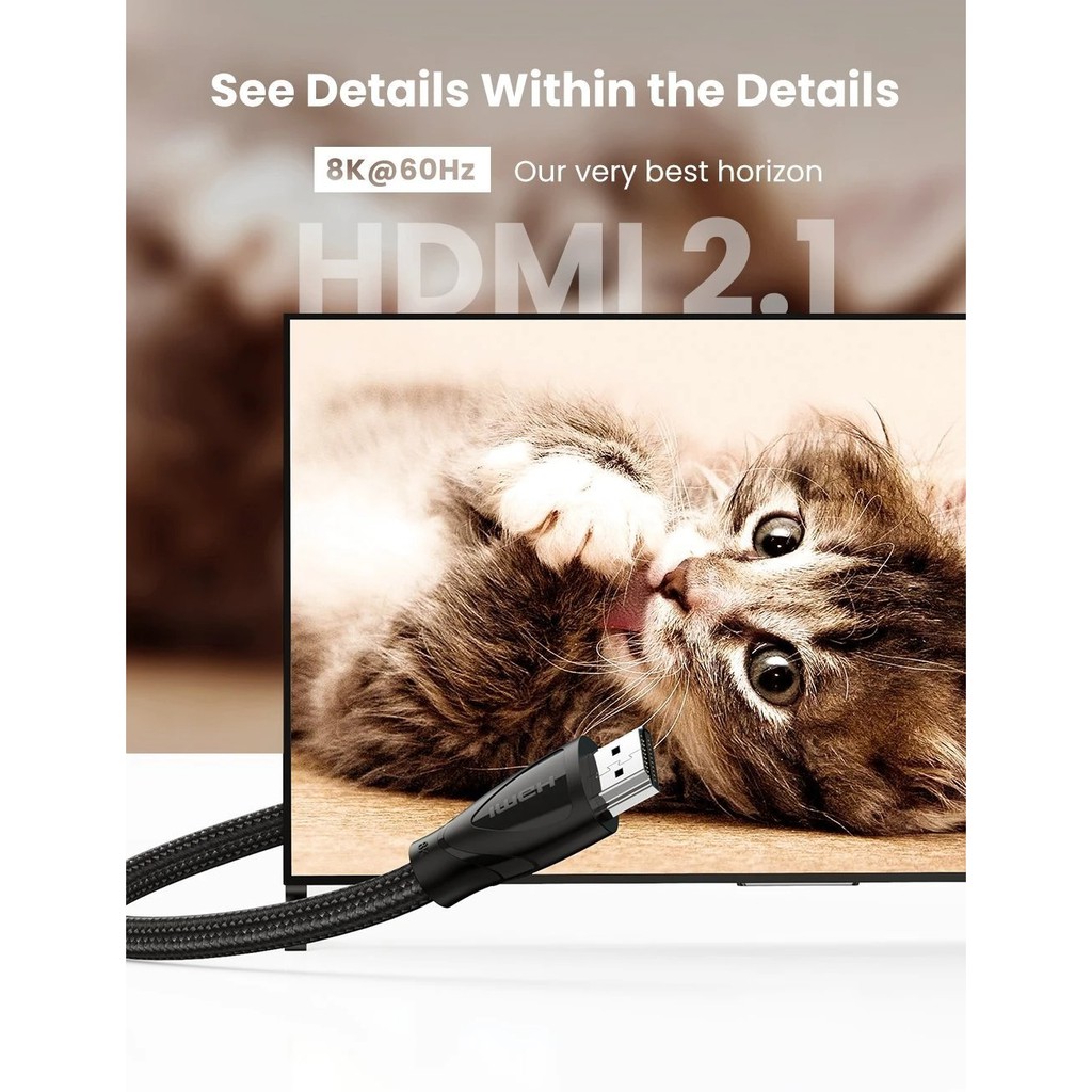 Cáp HDMI 2.1 chuẩn 8K@60MHz 4K@120Hz Cao Cấp 48Gbps Ugreen - Hàng Chính Hãng
