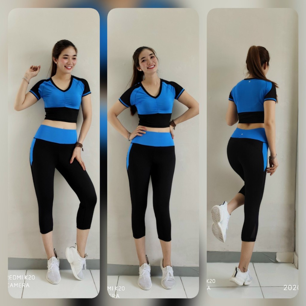 Đồ tập gym nữ, set bộ quần lửng áo crop thể thao Bin Sports BL019