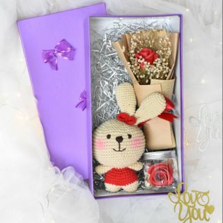[Quà tặng người yêu 8/3, 20/10] Hộp hoa hồng sáp kèm gấu HANDMADE LOVE
