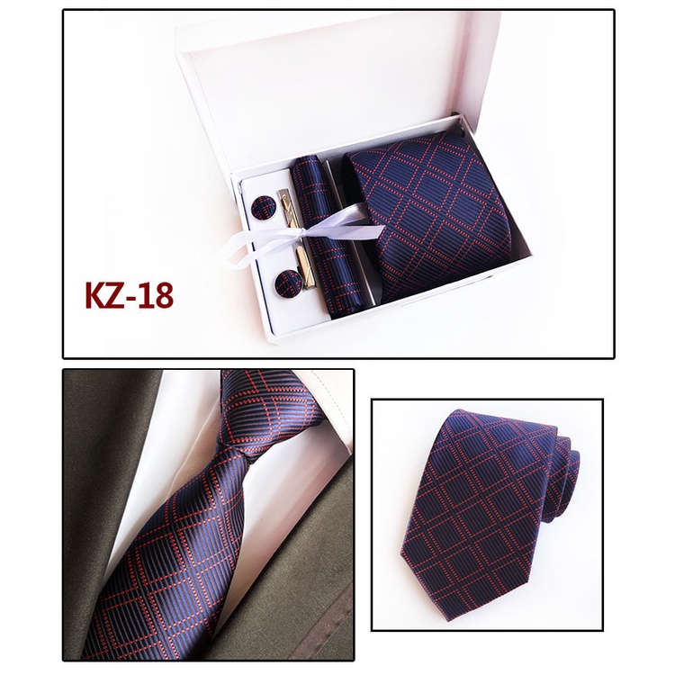 Bộ Kẹp Cà Vạt / Cà Vạt / Khăn Choàng Màu Đỏ 24h Sang Trọng Thích Hợp Làm Quà Tặng Cho Chú Rể