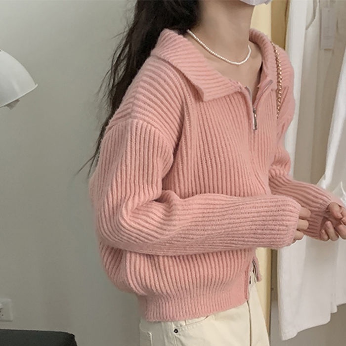 Áo Khoác Sweater Phối Khóa Kéo Thời Trang 2022 Mới Cho Nữ