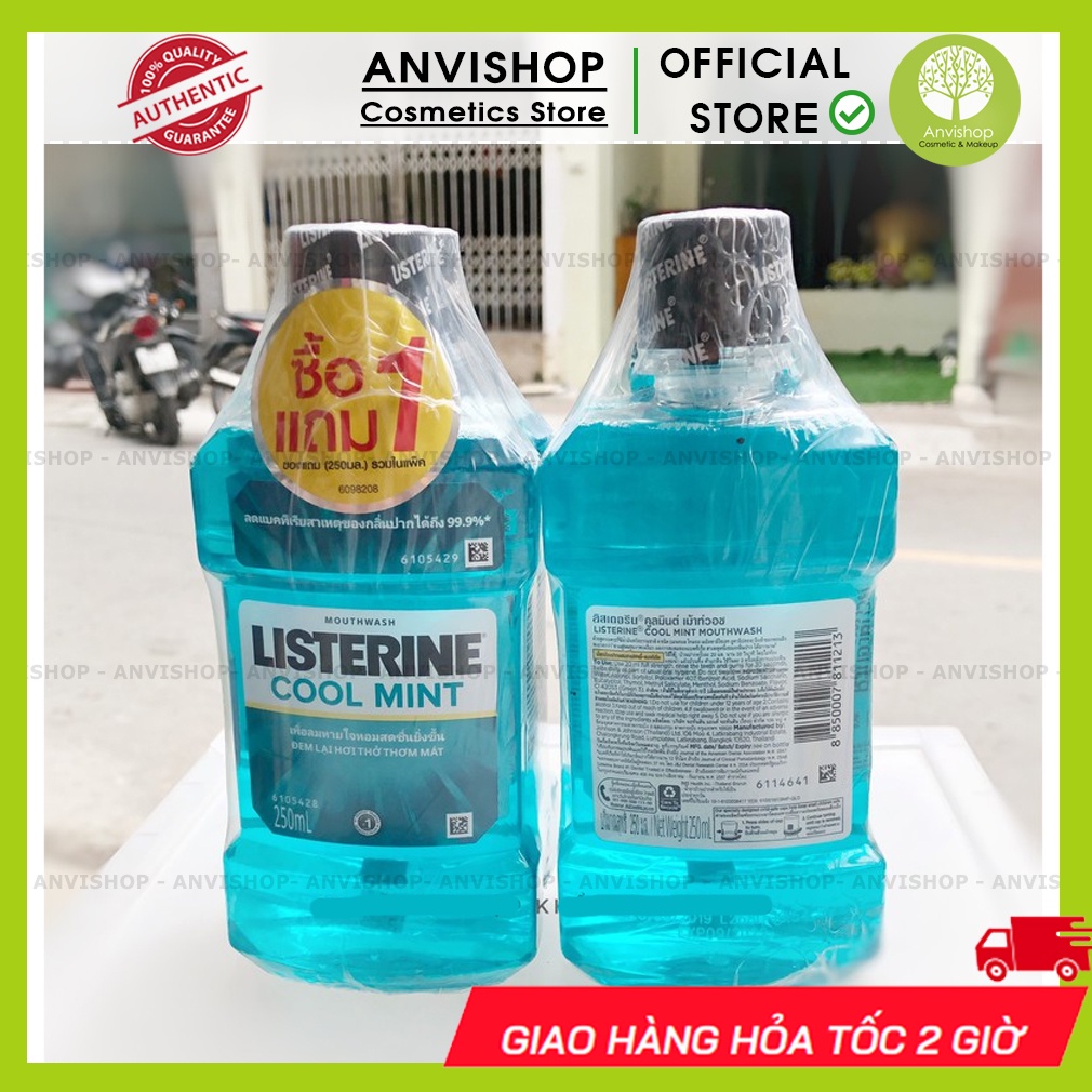 Nước súc miệng giữ hơi thở thơm mát Listerine Cool Mint 250ml/chai Thái Lan