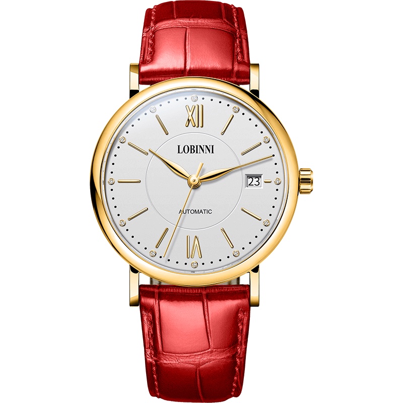 Đồng hồ nữ chính hãng LOBINNI L026-3 Kính sapphire,chống xước,Chống nước BH 24 tháng,Máy cơ(Automatic,dây da xịn