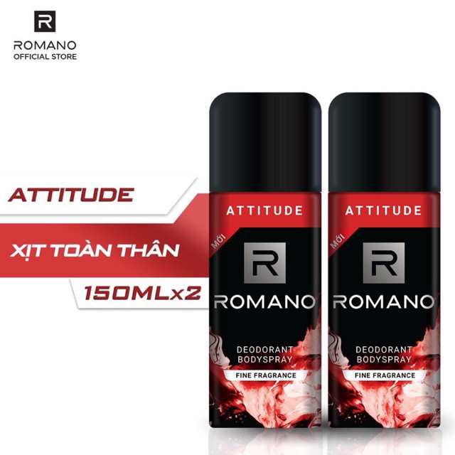 Combo 2 Xịt toàn thân Romano Attitude nồng ấm cá tính 150ml