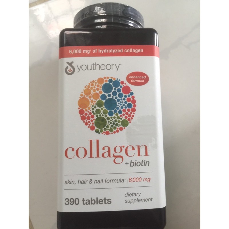 Collagen Youtheory 390 Viên Type 1,2&3 mẫu mới có thêm biotin