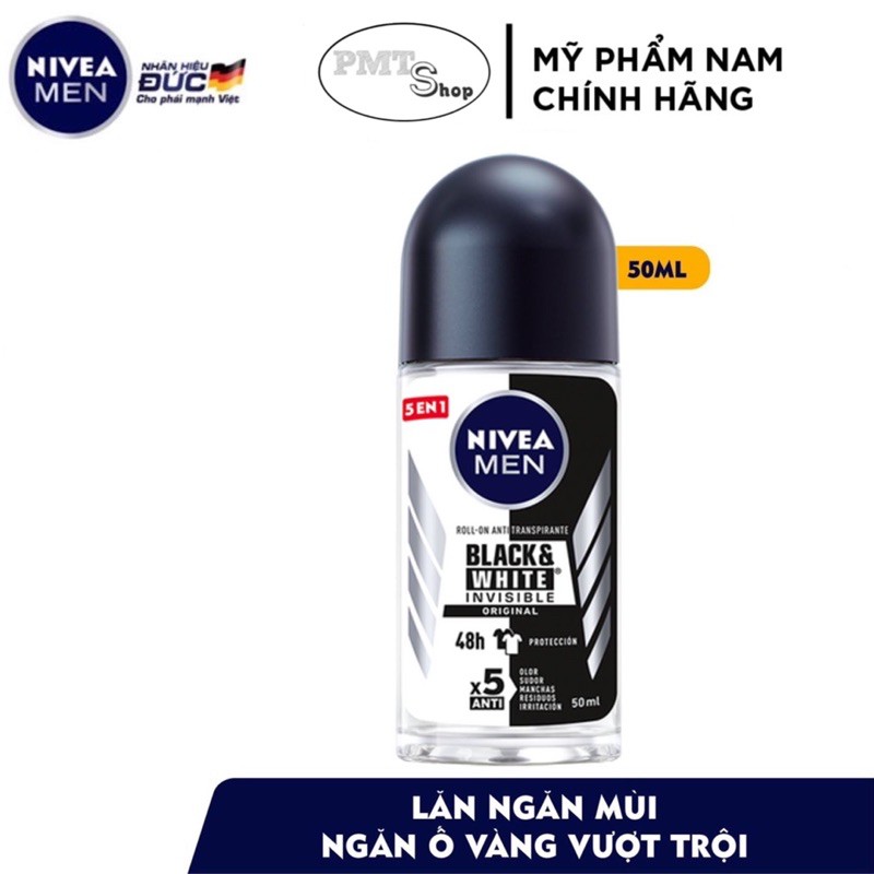 Lăn khử mùi nam Nivea men 50ml Deep | Black &amp; White | Dry Impact | Silver Protect | Amazon | Espresso | Cool Kick