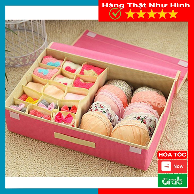 Hộp Đựng Đồ Lót 16 Ngăn, Có Nắp Đậy, Chất Liệu Vải Không Dệt Tiện Ích - MTDDT
