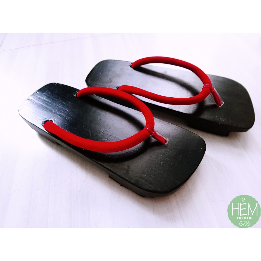 Guốc gỗ Nhật/Geta quai nhung đỏ 2 phân, 4 phân