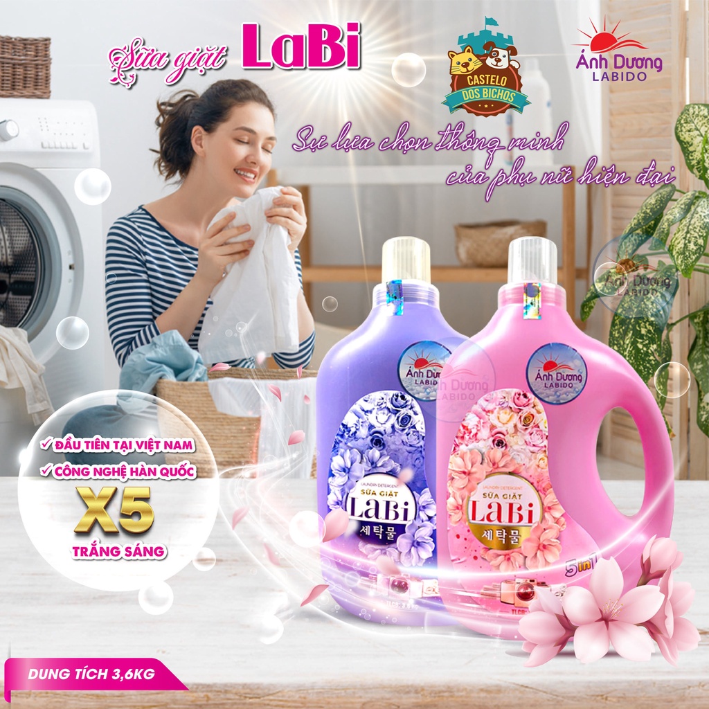 Nước giặt Labi 3,6L đậm đặc ,Sữa giặt - Hàng chuẩn labido Ánh Dương Công Nghệ Nhật Bản siêu thơm, lưu hương lâu, mềm vải