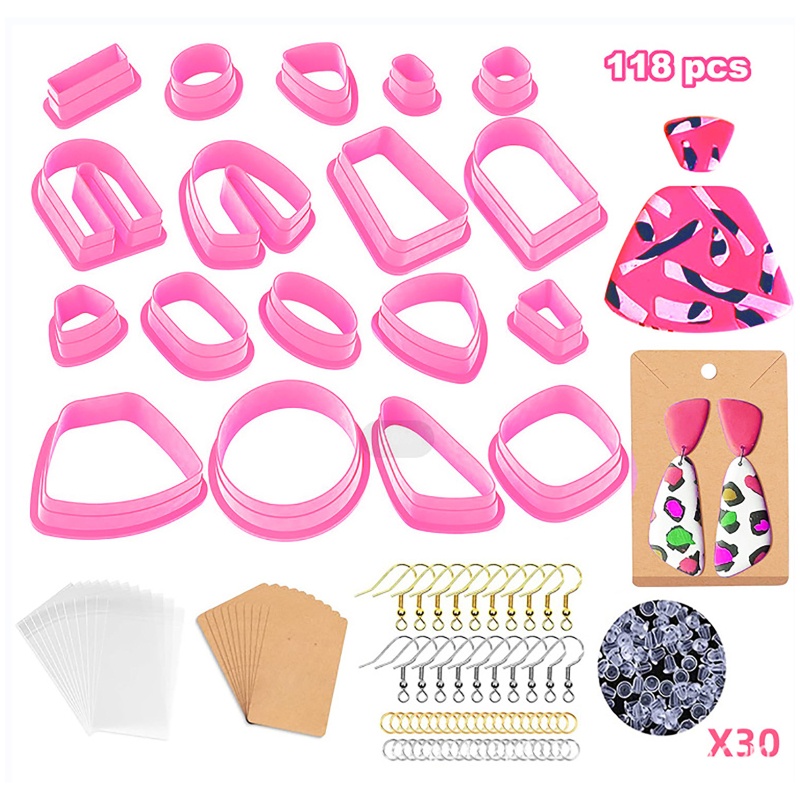 Set 118 Dụng Cụ Cắt Đất Sét Kèm Khuôn Làm Bông Tai DIY
