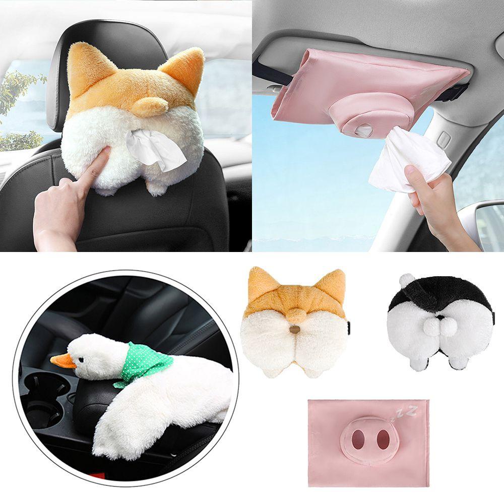 Hộp Đựng Khăn Giấy Đa Năng Hình Chú Chó Corgi Bằng Lông Nhung Mềm Mại Dành Cho Xe Hơi